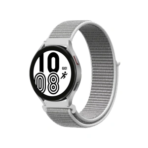 Samsung Galaxy Watch 4 Hasırlı Cırtcırtlı Kordon - Beyaz