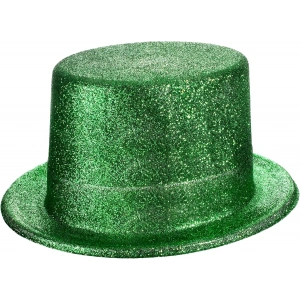 Yeşil Renk Parıltılı Simli Fötr Silindir Parti Şapkası