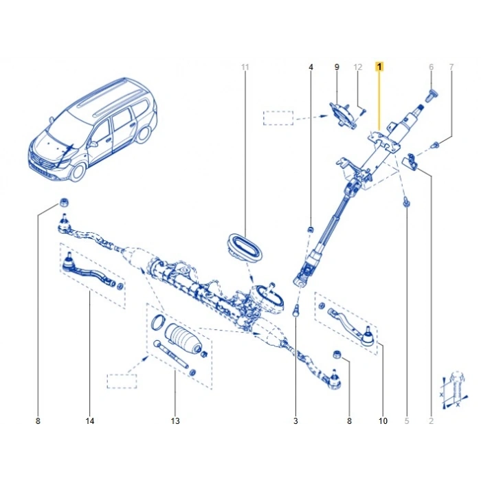 Direksiyon Kolonu Dacia Dokker Lodgy 488109342R MAİS