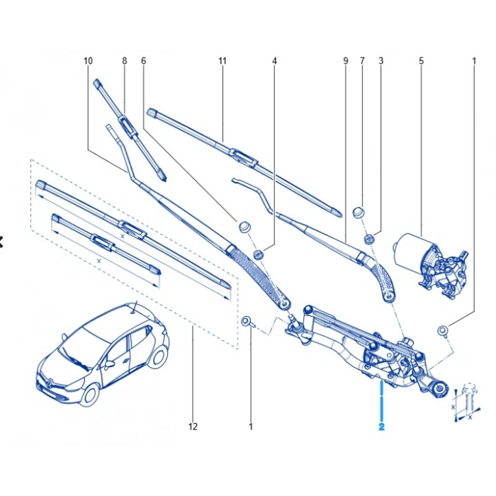 Ön Cam Silecek Motoru Mekanizması Renault Clio 4 288008961R MAİS
