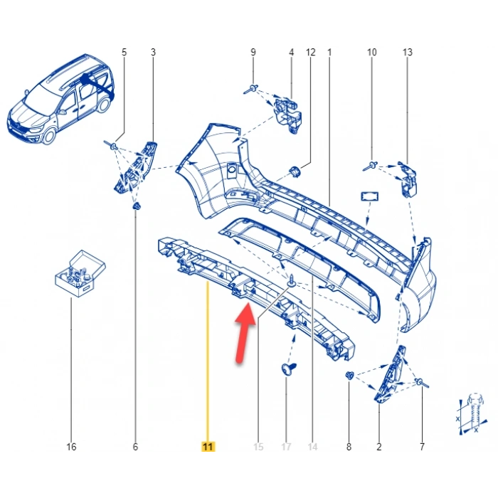 Arka Tampon Darbe Emici Renault Express Dacia Dokker 850424418R MAİS