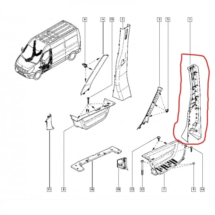 Sol Direk İç Kaplaması Renault Master 2 769160010R MAİS