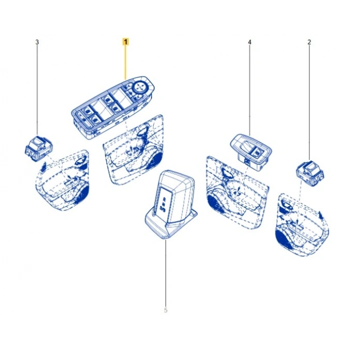 Sol Ön Cam Açma Ayna Kumanda Paneli Renault Clio 5 Captur 2 254104196R MAİS