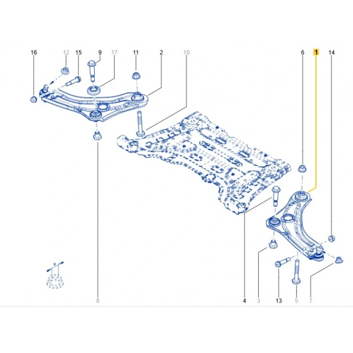 Sol Ön Salıncak Alt Tabla Renault Megane 4 545058992R MAİS