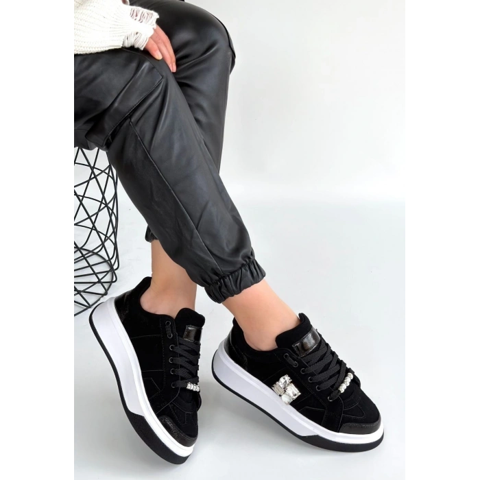 Ceans Siyah Süet Bağcıklı Spor Ayakkabı