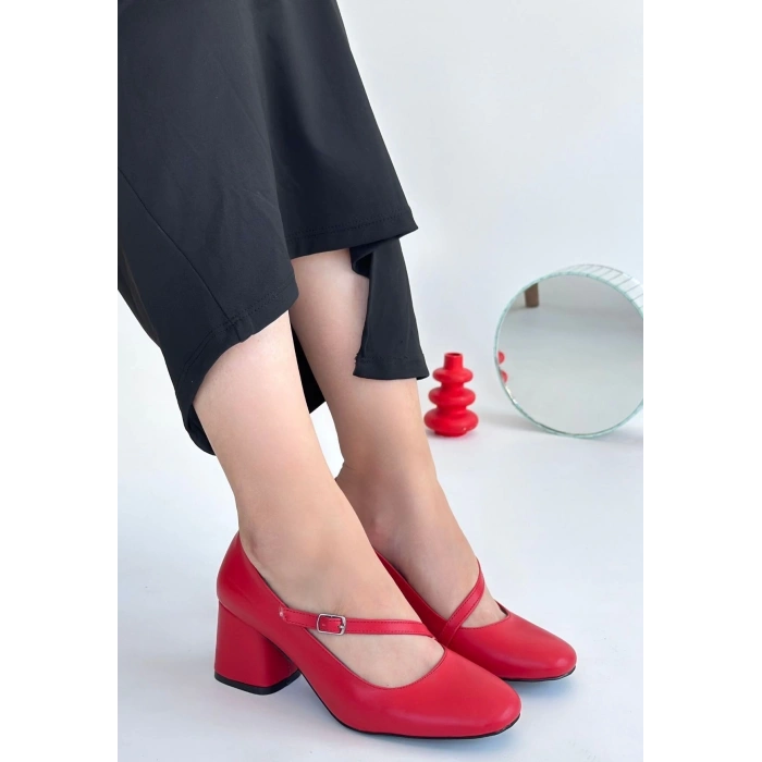 Kier Kırmızı Cilt Topuklu Ayakkabı