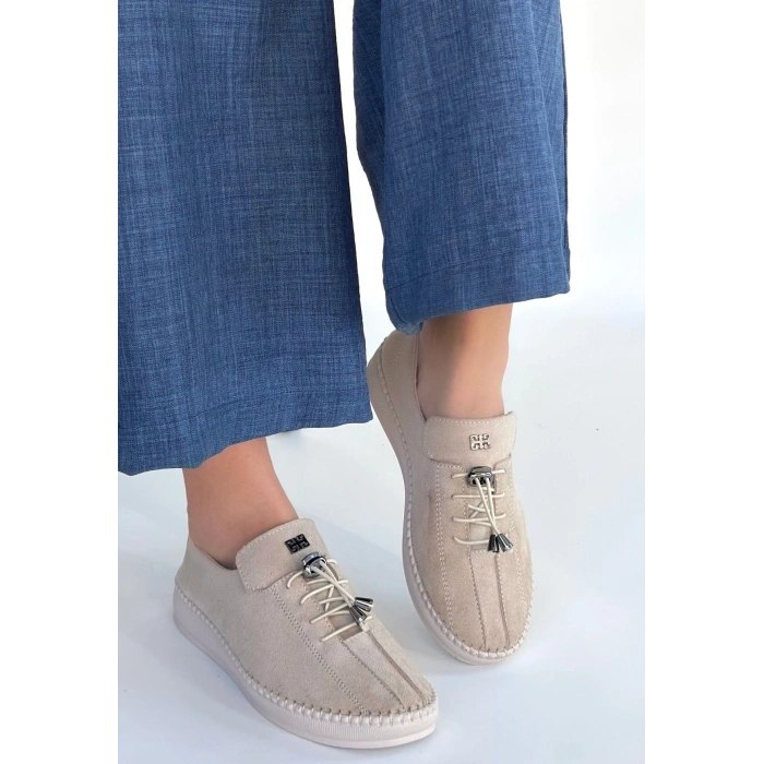 Warte Bej Süet Bağcıklı Spor Ayakkabı