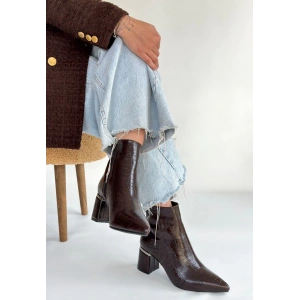 Meça Kahverengi Cilt Topuklu Bot