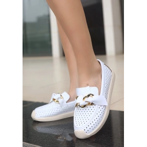 Riwan Beyaz Cilt Babet Ayakkabı