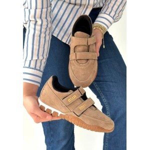 Tunga Bej Süet Cırt Cırtlı Spor Ayakkabı