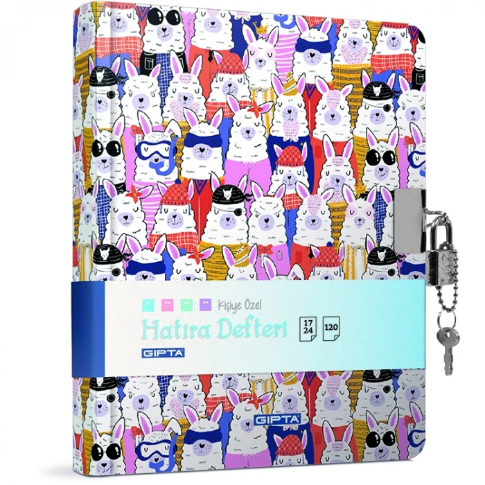 GIPTA KİLİTLİ İP DİKİŞLİ SERT KAPAK HATIRA DEFTERİ 17X24 120YP