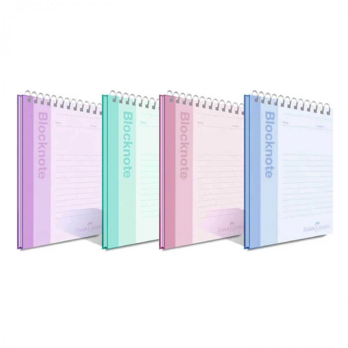 FABER CASTELL PASTEL RENK SPİRALLİ KARTON KAPAK A4 80 YP. ÇİZGİSİZ BLOKNOT
