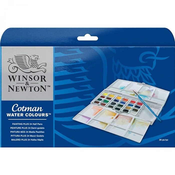 WINSOR & NEWTON COTMAN SULU BOYA SETİ PAINTING PLUS 24LÜ (24xYARIM TABLET) - 0390376