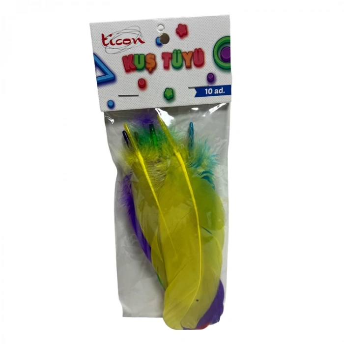 TİCON KUŞ TÜYÜ 10LU PAKET KARIŞIK RENK