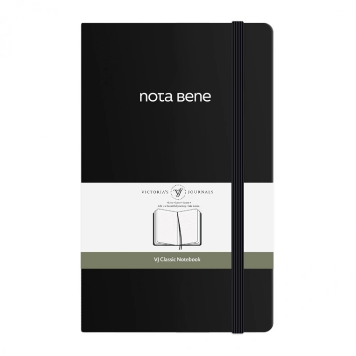 VICTORIAS JOURNALS NOTE BENE 9219 CLASSIC NOTEBOOK SERT KAPAK 13x21cm 70gr.400 SYF. ÇİZGİLİ DEFTER SİYAH