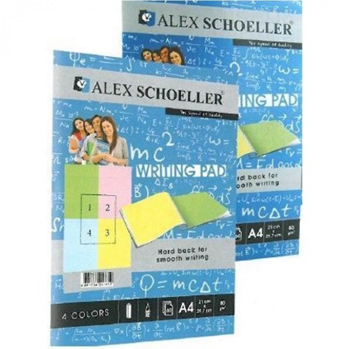 ALEX RENKLİ BLOKNOT 60 YAPRAK DÖRT RENKLİ KARELİ 80 GR