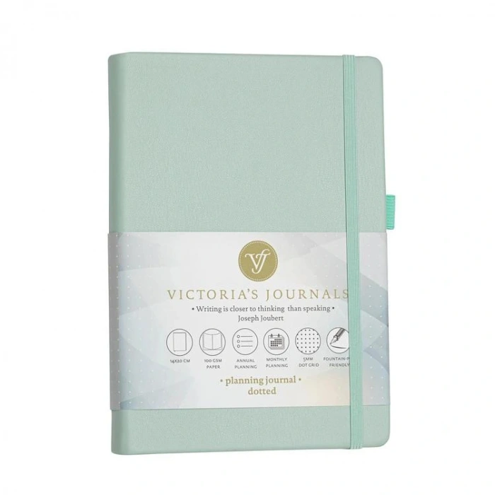 VICTORIAS JOURNALS SMYTH 1071 ESNEK KAPAK 14X20 100gr. 96YP. PLANLAYICI NOKTALI DEFTER YEŞİL