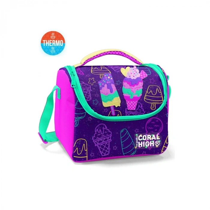 CORAL HIGH 11888 KIDS MOR PEMBE DONDURMA DESENLİ THERMO BESLENME ÇANTASI