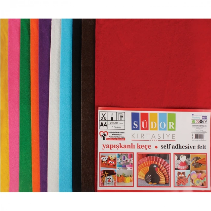 SÜDOR SK33 20X30 CM 10 RENK YAPIŞKANLI KEÇE