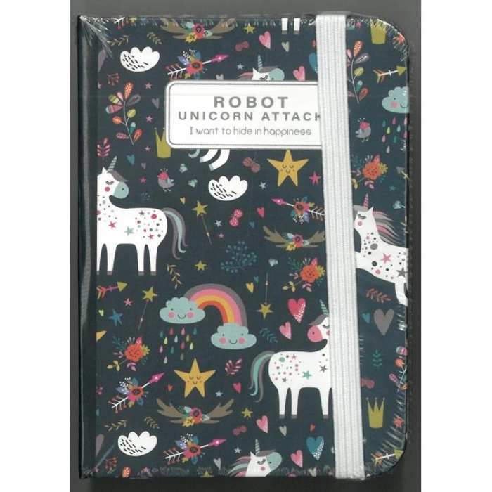 SÜDOR BN21-8  SERT KAPAK LASTİKLİ LÜKS A7 ÇİZGİLİ 80 YP. NOT DEFTERİ UNICORN - TEKLİ