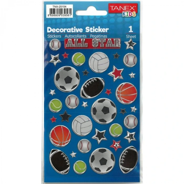 TANEX KIDS TNX-25154 DEKORATİF ETİKETLER - SPOR TOP TÜRLERİ SERİSİ STICKER