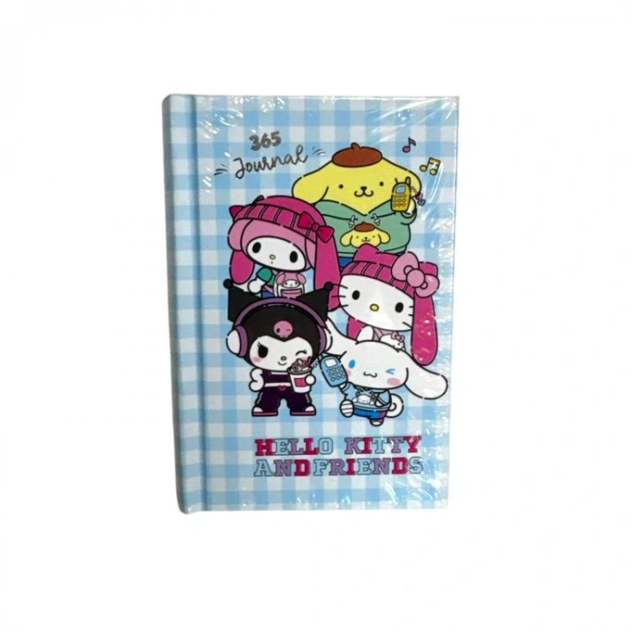 VICTORIAS JOURNALS 525-1991 HELLO KITTY AND FRIEDNS A7 SERT KAPAK  GÜNLÜK AJANDA 80 GR. 368 SAYFA  - MAVİ