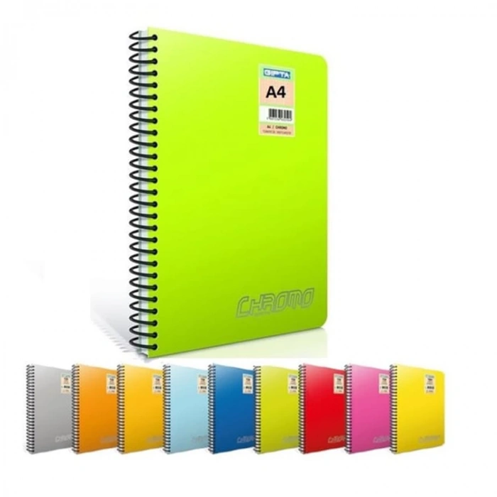 GIPTA CHROM-O SPİRALLİ PP. KAPAK A4 60YP. ÇİZGİSİZ DEFTER