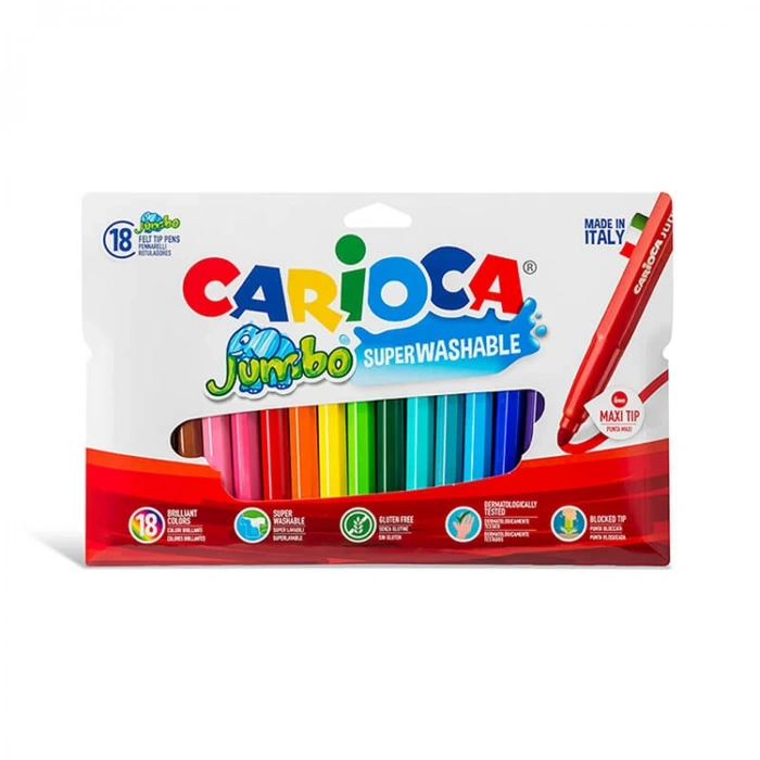 CARIOCA JUMBO YIKANABİLİR KEÇELİ BOYA KALEMİ 18Lİ