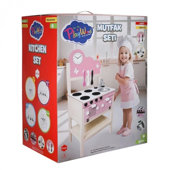 PLAYWOOD ONY-408 AHŞAP MUTFAK SETİ 4 PARÇA +3