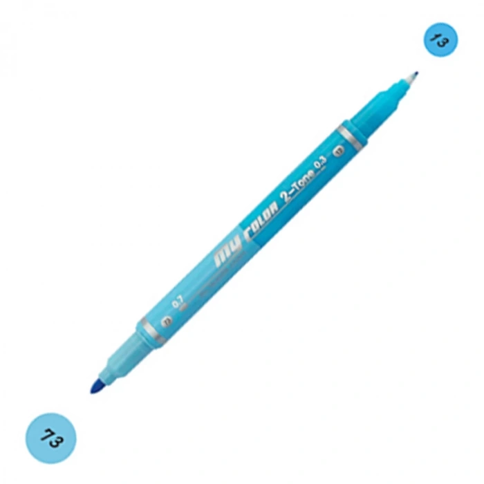 MY COLOR 2  ÇİFT UÇLU KEÇELİ KALEM KOYU AÇIK MAVİ 73/13