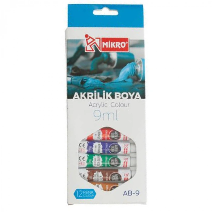 MİKRO AB-09 SU BAZLI AKRİLİK BOYA 12Lİ 9ML