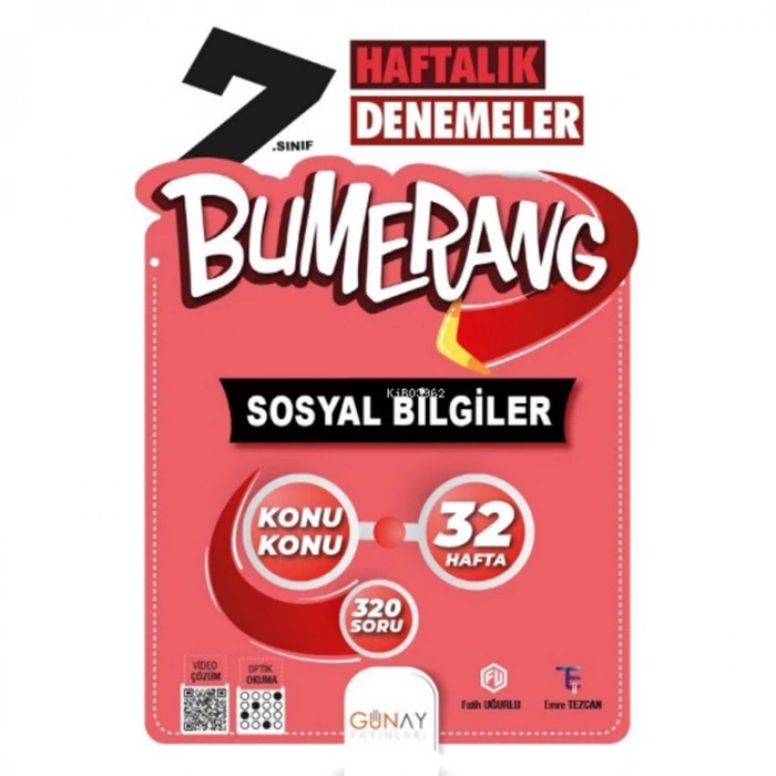 GÜNAY 7. SINIF BUMERANG 32 HAFTALIK SOSYAL BİLGİLER DENEMELERİ