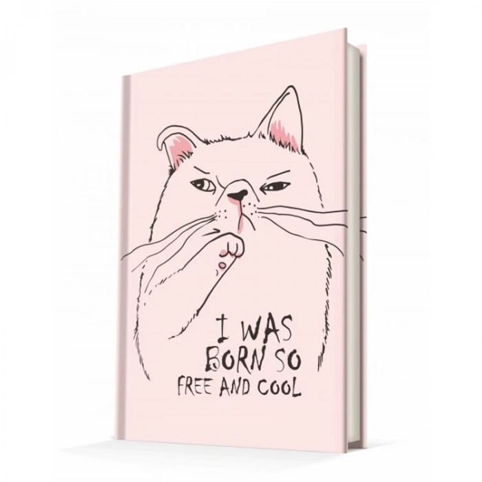 DEFFTER CAT / FREE AND COOL SERT KAPAK A5 ÇİZGİLİ DEFTER