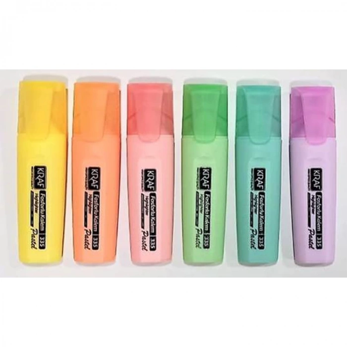 KRAF 335  PASTEL RENKLER 6lı FOSFORLU KALEM