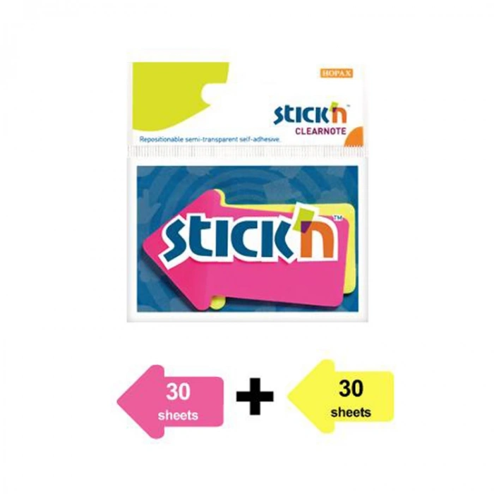 GIPTA STICKN 21141 76X50 OK ŞEKİLLİ YAPIŞKANLI NOTLUK 2 RENK NEON 60 YP.