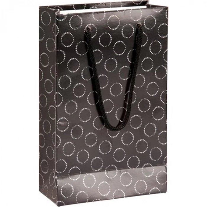 KİKAJOY İP SAPLI 11x5x16  HEDİYELİK KARTON ÇANTA SİYAH