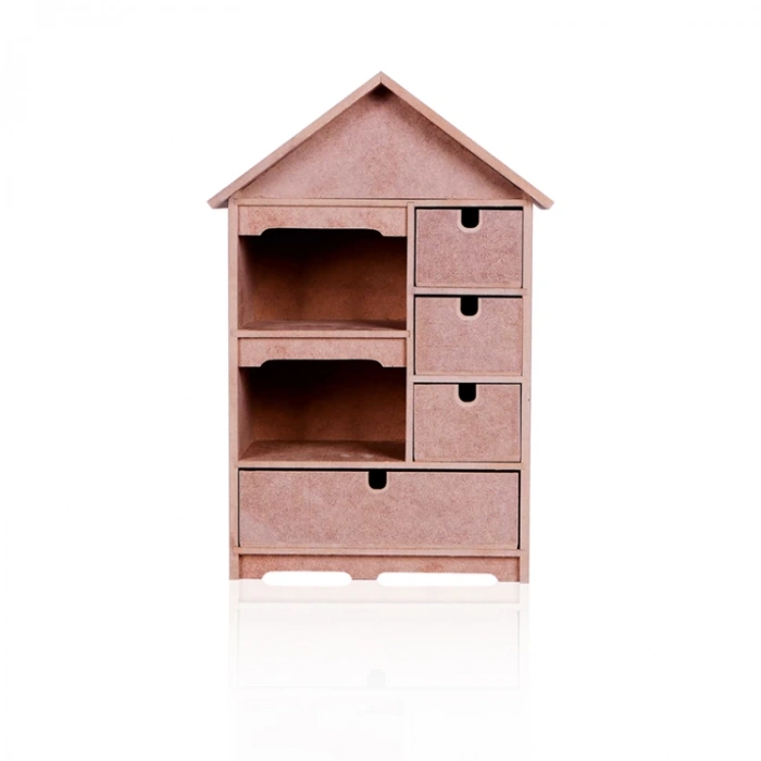 TEKNOPOİNT AHŞAP HOBY KT11 DÖRT ÇEKMECELİ EV KUTU