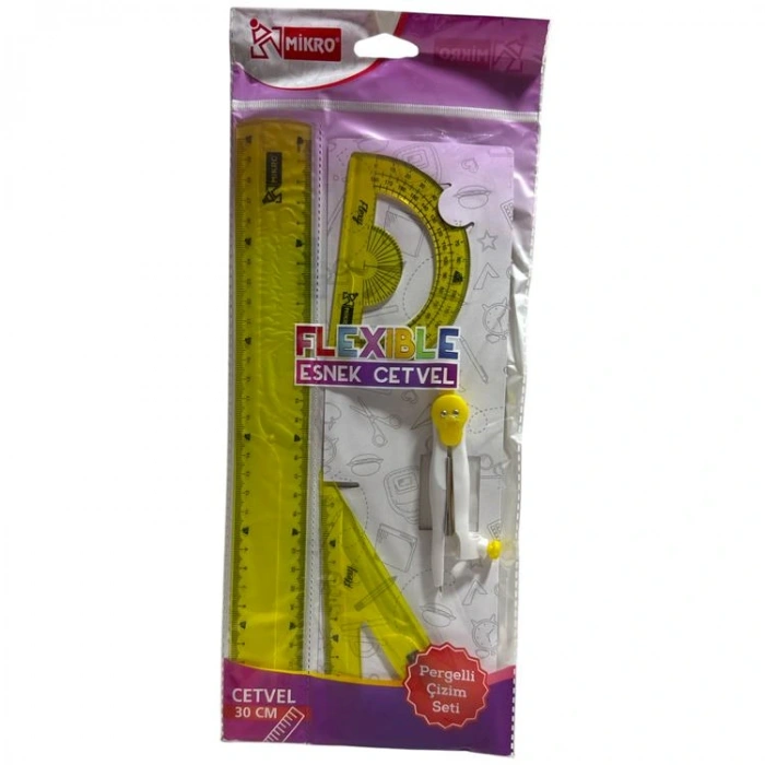 MİKRO FLP-04  ESNEK CETVEL 4LÜ PERGELLİ ÇİZİM SETİ