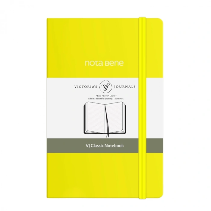 VICTORIAS JOURNALS NOTE BENE 9241 CLASSIC NOTEBOOK ESNEK KAPAK 9x14cm 70gr.400 SYF. ÇİZGİLİ DEFTER SARI