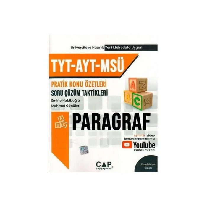 ÇAP YAYINLARI TYT-AYT-MSÜ PARAGRAF KONU ÖZETLİ SORU ÇÖZÜMLERİ