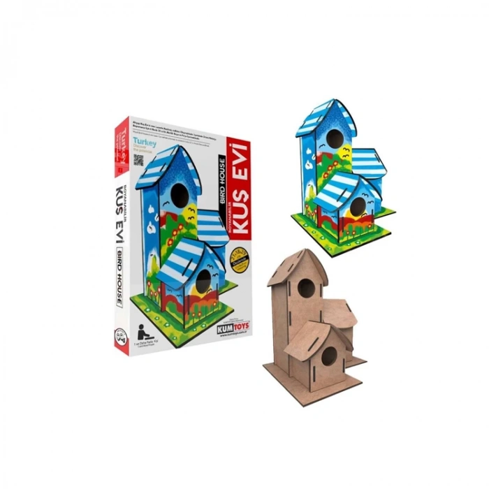 KUMTOYS KM5269 BOYANABİLİR AHŞAP KUŞ EVİ 3 LÜ