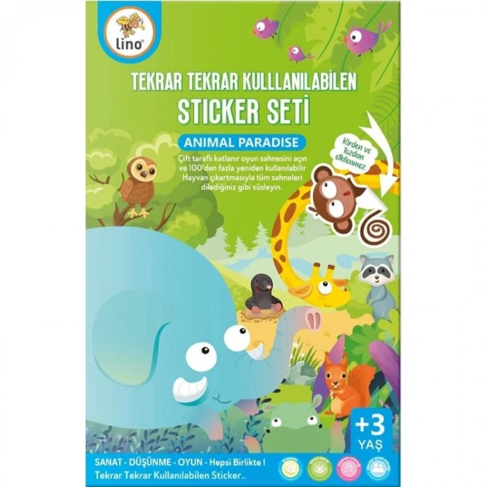 LİNO LS-401 TEKRAR TEKRAR KULLANILABİLEN STICKER SETİ  - ANIMAL PARADISE