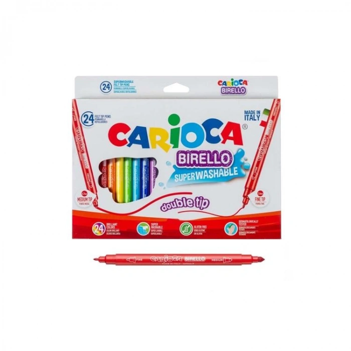 CARIOCA 41521 BIRELLO SÜPER YIKANABİLİR ÇİFT TARAFLI KEÇELİ BOYA KALEMİ 24LÜ