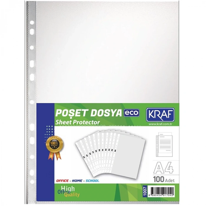 KRAF POŞET DOSYA ECO A4 100 LÜ 1007