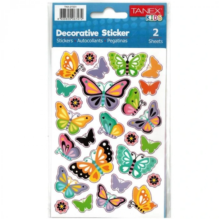 TANEX KIDS TNX-27231 DEKORATİF ETİKETLER - PUFFY KELEBEKLER SERİSİ STICKER