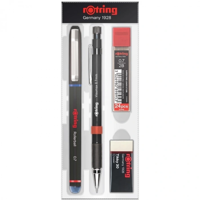 ROTRING VISUMAX + MAVİ ROLLER + MİN + SİLGİ 4LÜ OFİS SETİ - 0.7 mm