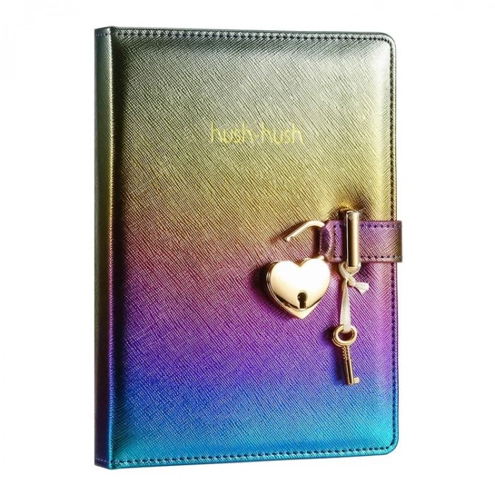 VICTORIAS JOURNALS 124-1101 HUSH HUSH HEART KİLİTLİ 13x18cm 80gr.160YP.ÇİZGİLİ DEFTER METALİK LİLA