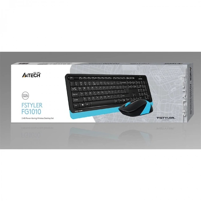 A4 TECH FG1010 2.4G Q KABLOSUZ KLAVYE+ MOUSE SET SİYAH-MAVİ