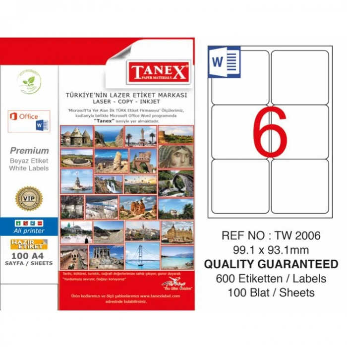 TANEX 99,1x93,1 mm LASER ETİKET TW-2006