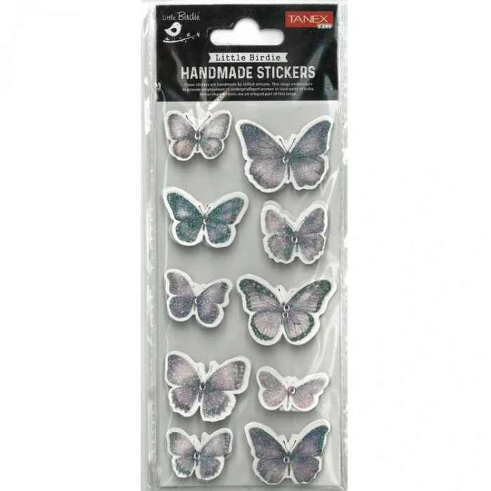 TANEX HANDMADE TNX-28043 DEKORATİF ETİKETLER - TAŞLI KELEBEK-3 SERİSİ STICKER - TEKLİ